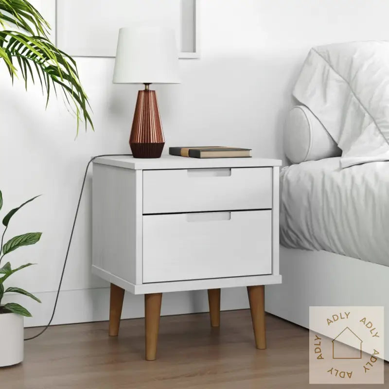 Nattbord Molde Hvit 40X35X48 Cm Heltre Furu