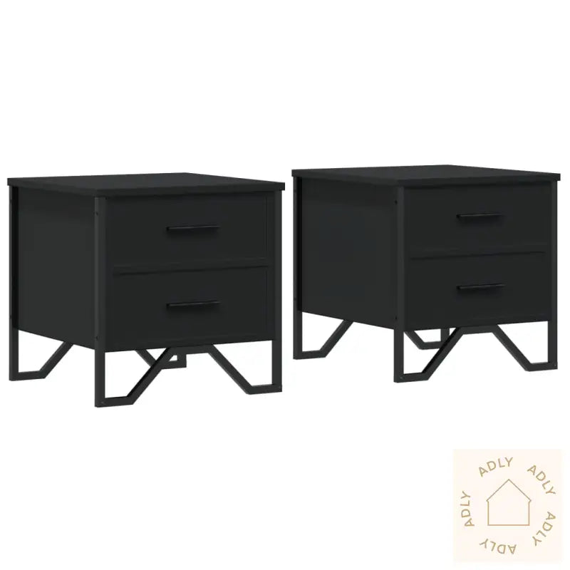 Nattbord 2 Stk Svart 40X41X40 Cm Konstruert Tre