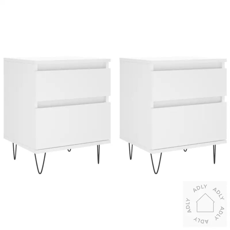 Nattbord 2 Stk Hvit 40X35X50 Cm Konstruert Tre