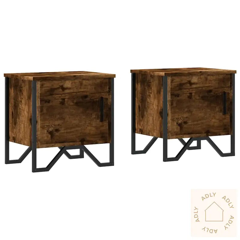 Nattbord 2 Stk Røkt Eik 40X30X40 Cm Konstruert Tre