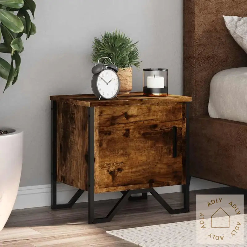 Nattbord 2 Stk Røkt Eik 40X30X40 Cm Konstruert Tre