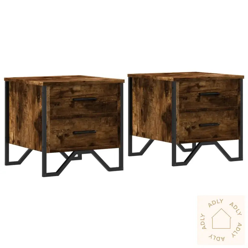 Nattbord 2 Stk Røkt Eik 40X41X40 Cm Konstruert Tre