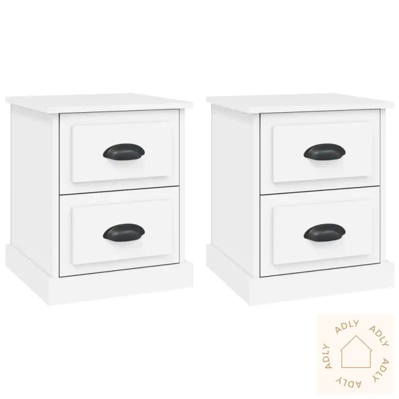 Nattbord 2 Stk Hvit 39X39X47,5 Cm Konstruert Tre