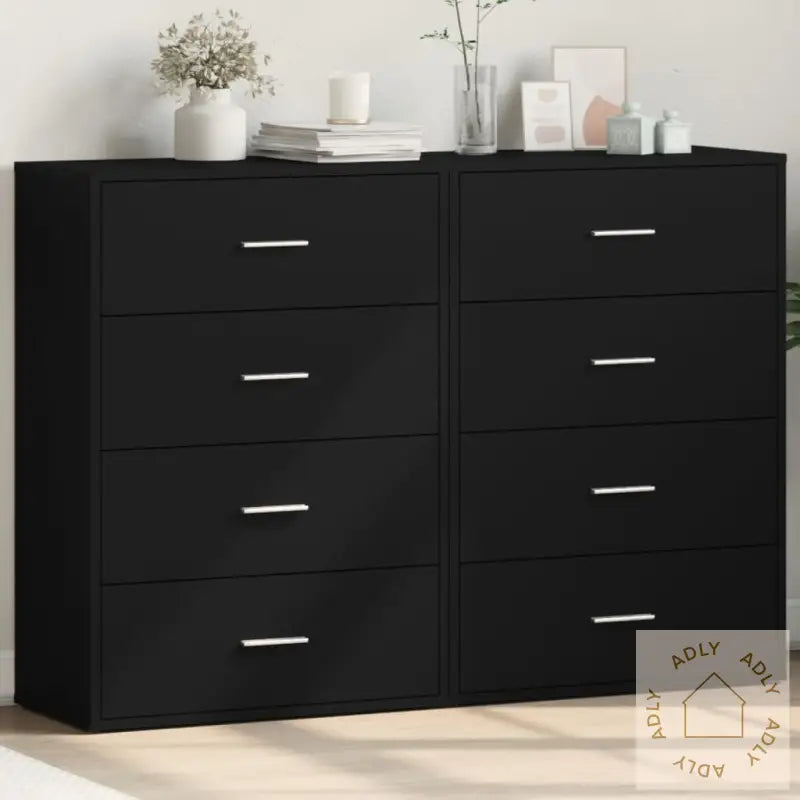 Skjenker 2 Stk Svart 60X31X84 Cm Konstruert Tre
