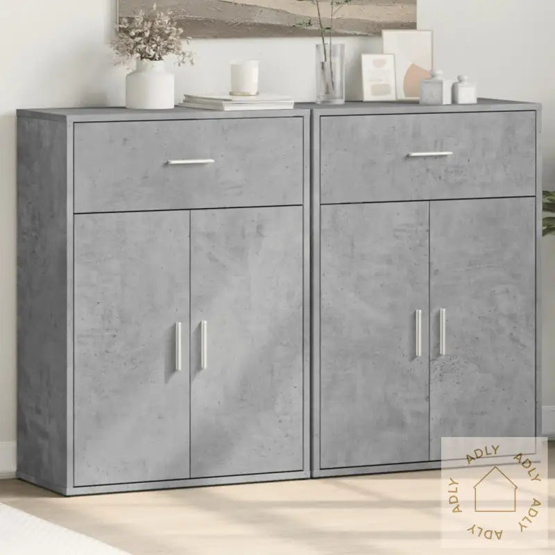 Skjenker 2 Betonggrå 60X30X84 Cm Konstruert Tre