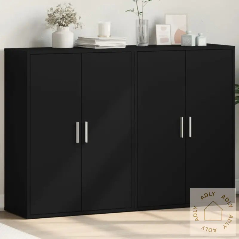 Skjenker 2 Stk Svart 60X31X84 Cm Konstruert Tre