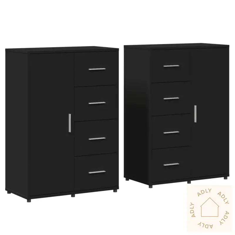 Skjenker 2 Stk Svart 60X31X84 Cm Konstruert Tre