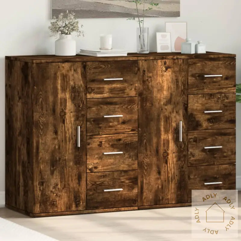 Skjenker 2 Stk Røkt Eik 59X39X80 Cm Konstruert Tre