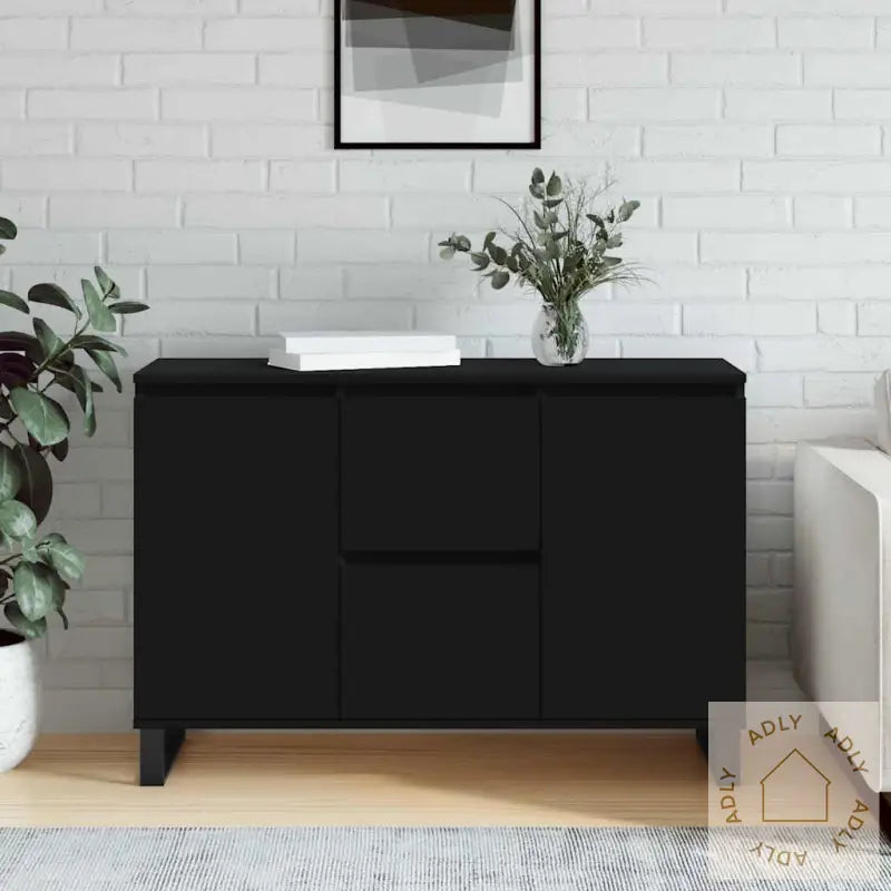 Skjenk Svart Eik 104X35X70 Cm Konstruert Tre