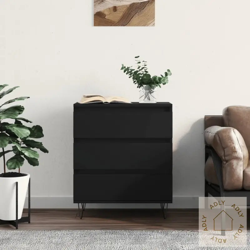 Skjenk Svart 60X35X70 Cm Konstruert Tre