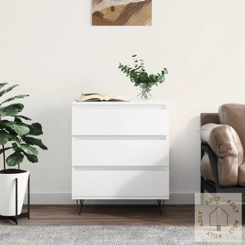Skjenk Hvit 60X35X70 Cm Konstruert Tre