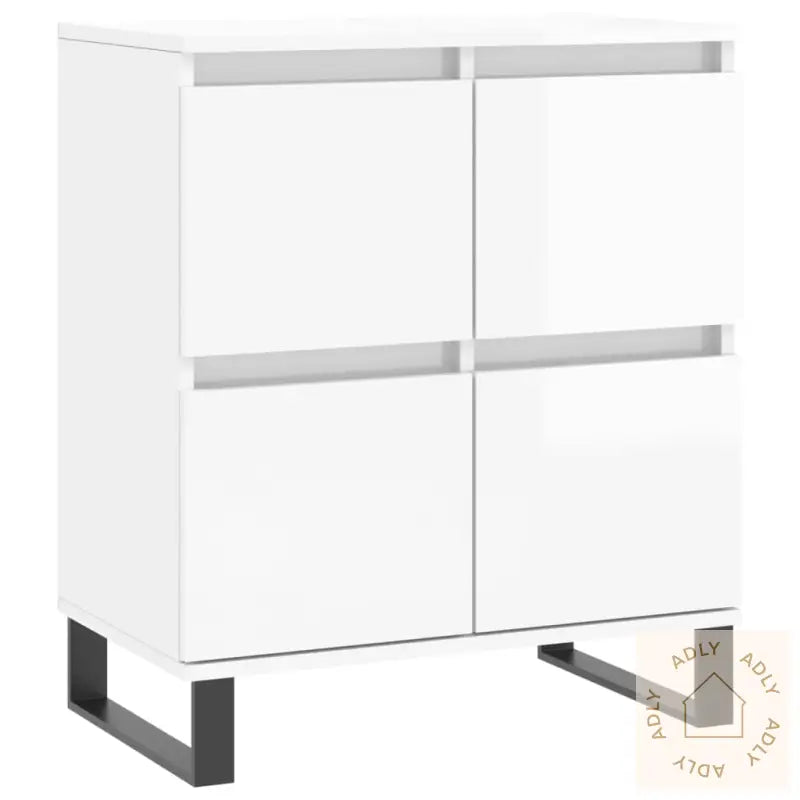 Skjenk Høyglans Hvit 60X35X70 Cm Konstruert Tre