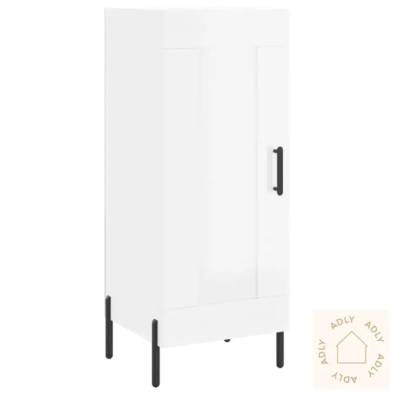 Skjenk Høyglans Hvit 34,5X34X90 Cm Konstruert Tre