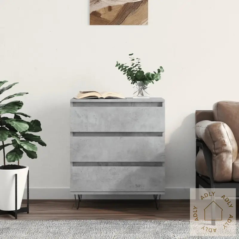 Skjenk Betonggrå 60X35X70 Cm Konstruert Tre