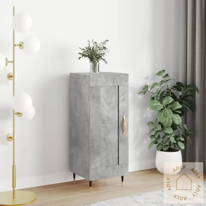 Skjenk Betonggrå 34,5X34X90 Cm Konstruert Tre