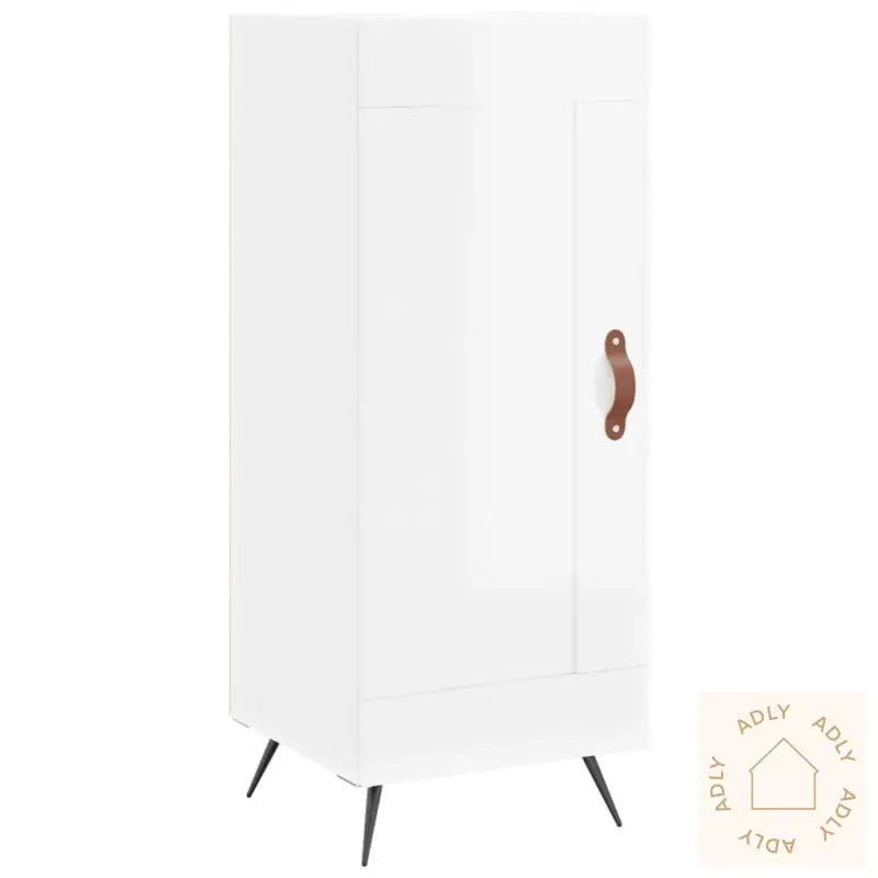 Skjenk Høyglans Hvit 34,5X34X90 Cm Konstruert Tre
