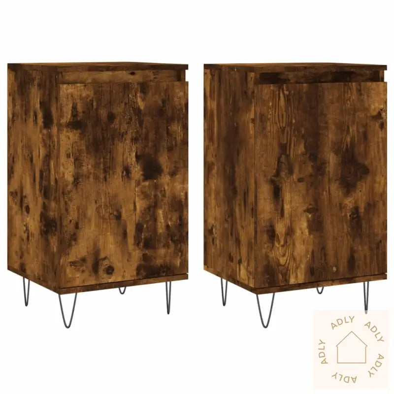 Skjenker 2 Stk Røkt Eik 40X35X70 Cm Konstruert Tre