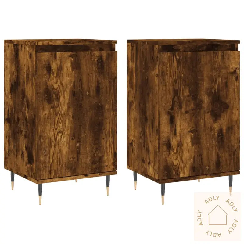 Skjenker 2 Stk Røkt Eik 40X35X70 Cm Konstruert Tre