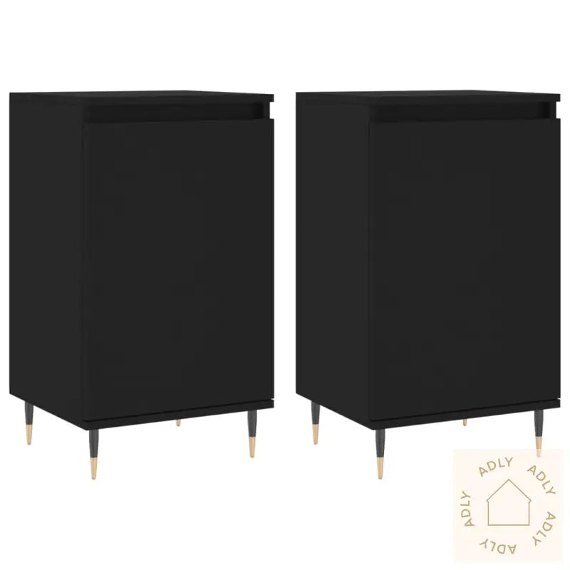 Skjenk 2 Stk Svart 40X35X70 Cm Konstruert Tre