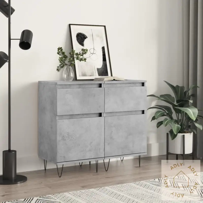 Skjenker 2 Stk Betonggrå 40X35X70 Cm Konstruert Tre