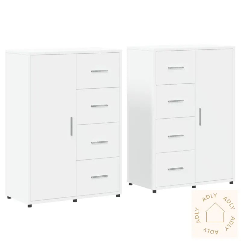 Skjenker 2 Stk Hvit 60X31X84 Cm Konstruert Tre