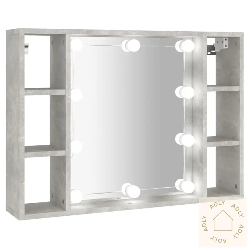 Speilskap Med Led Betonggrå 76X15X55 Cm