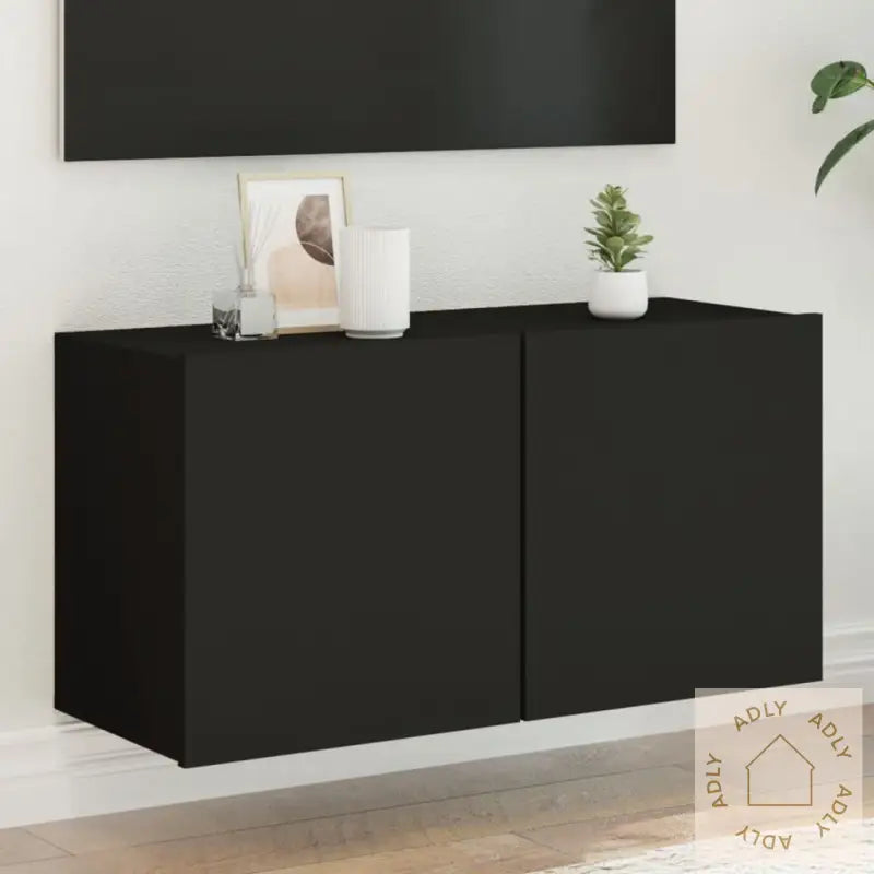Vegghengt Tv-Benk Svart 80X30X41 Cm