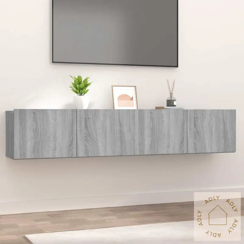 Tv-Benker 2 Stk Grå Sonoma 80X30X30 Cm Konstruert Tre