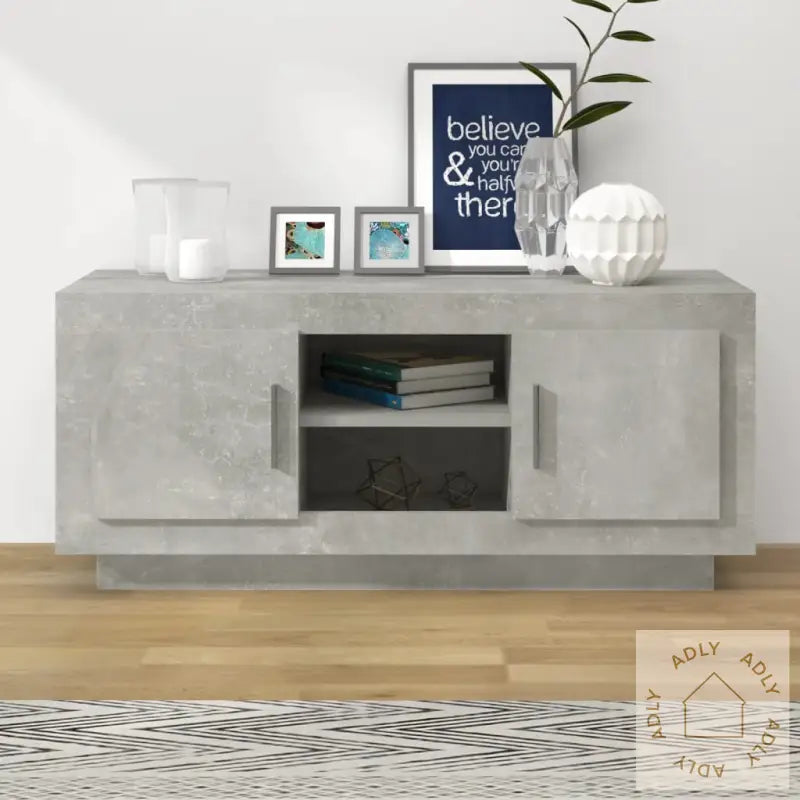 Tv-Benk Betonggrå 102X35X45 Cm Konstruert Tre