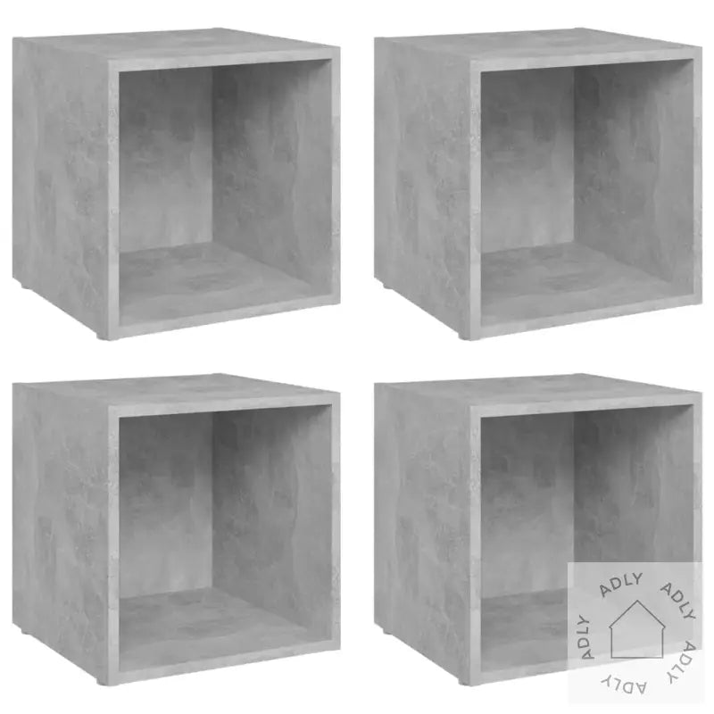 Tv-Benker 4 Stk Betonggrå 37X35X37 Cm Konstruert Tre