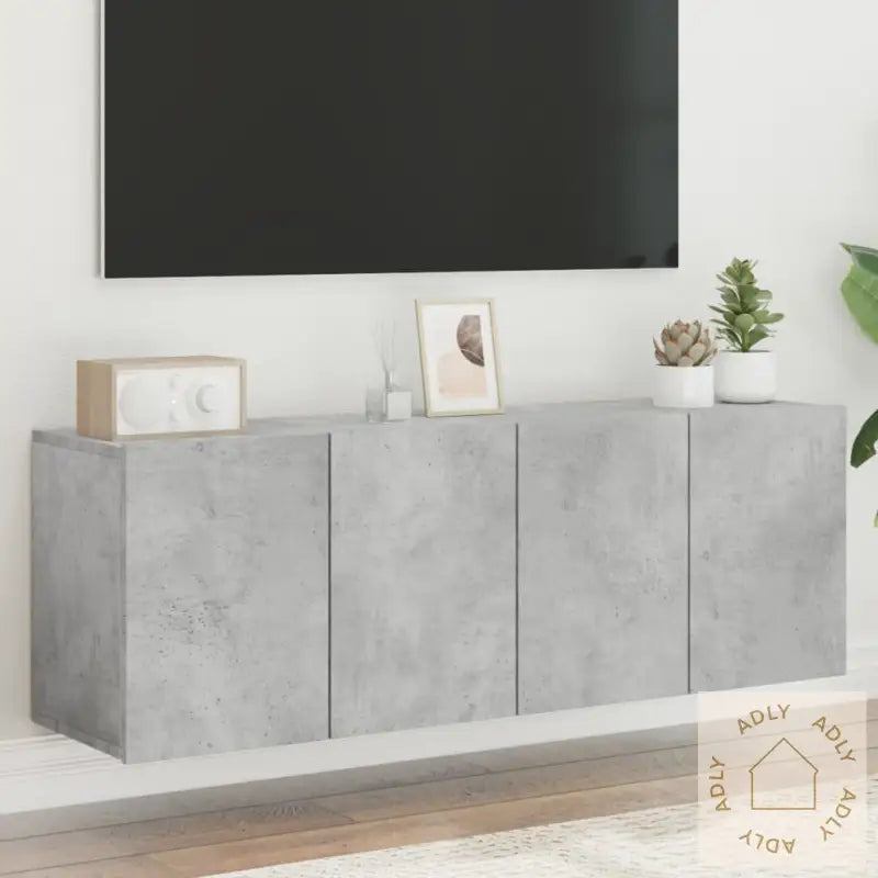 Veggmonterte Tv-Benker 2 Stk Betonggrå 60X30X41 Cm
