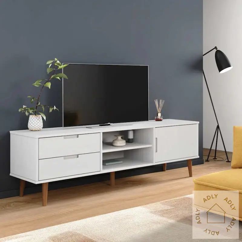 Tv-Benk Molde Hvit 158X40X49 Cm Heltre Furu