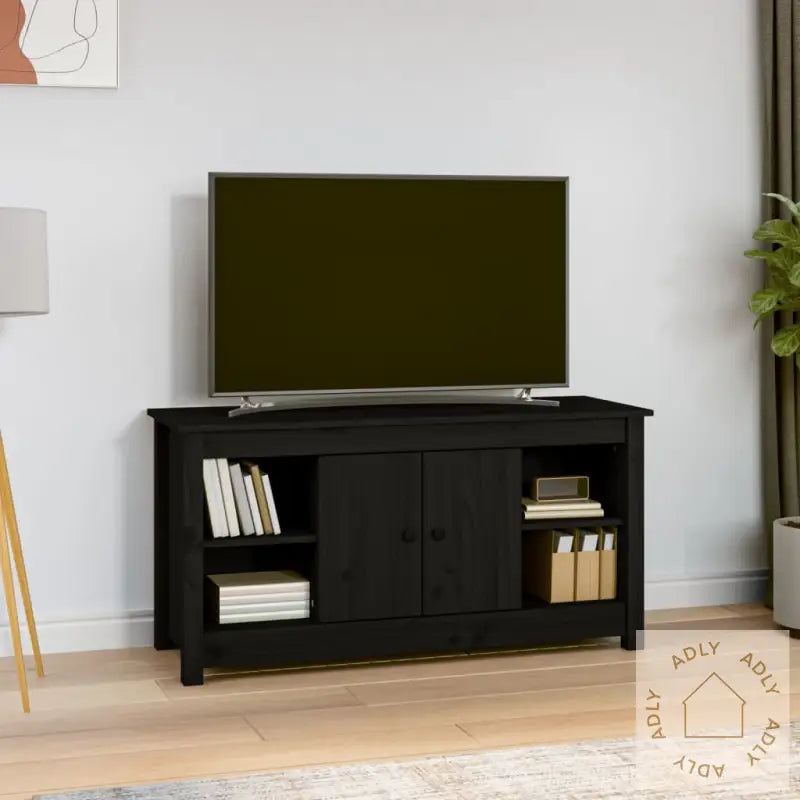 Tv-Benk Svart 103X36,5X52 Cm Heltre Furu