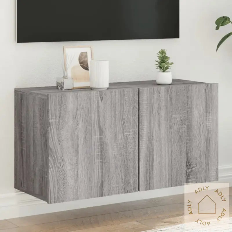 Veggmontert Tv-Benk Grå Sonoma 80X30X41 Cm