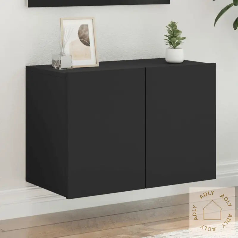 Vegghengt Tv-Benk Svart 60X30X41 Cm