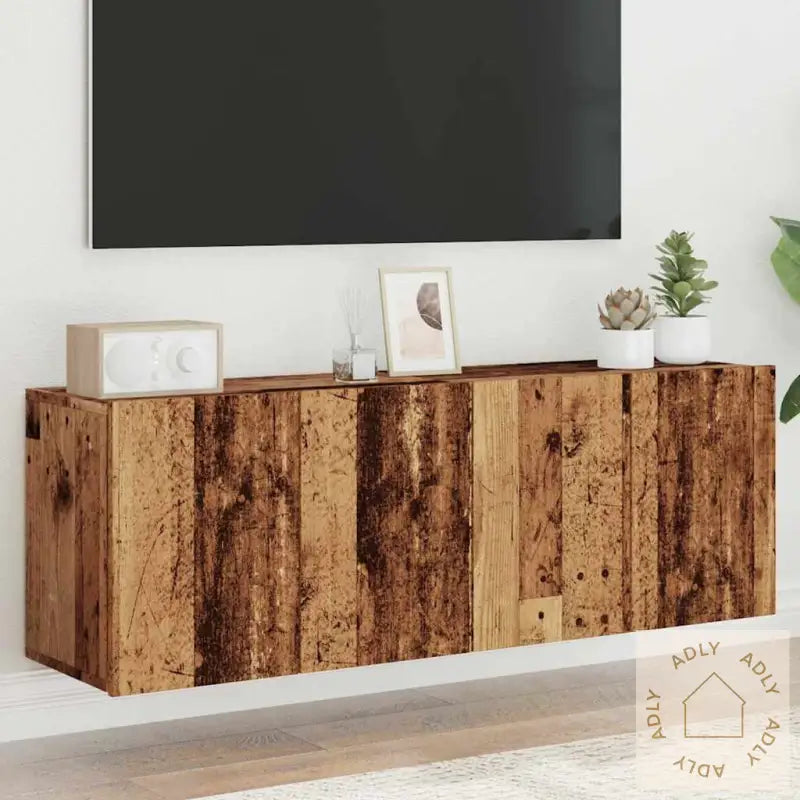 Veggmonterte Tv-Benker 2 Stk Gammelt Tre 60X30X41 Cm