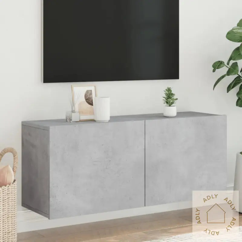 Vegghengt Tv-Benk Betonggrå 100X30X41 Cm