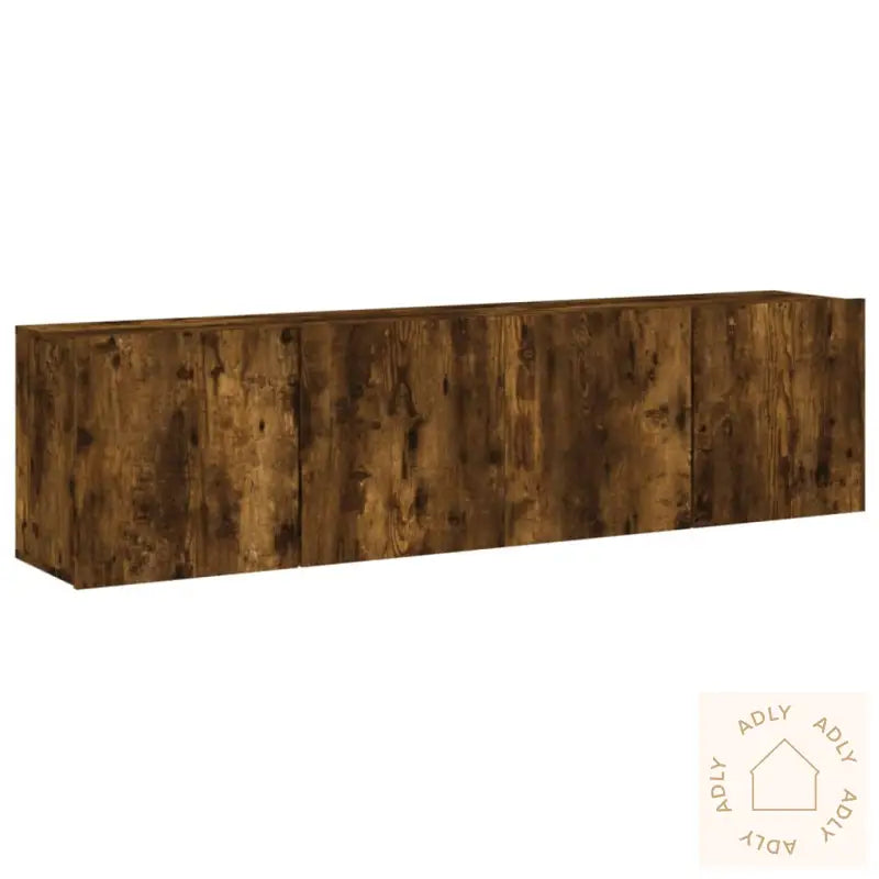 Veggmonterte Tv-Benker 2 Stk Røkt Eik 80X30X41 Cm
