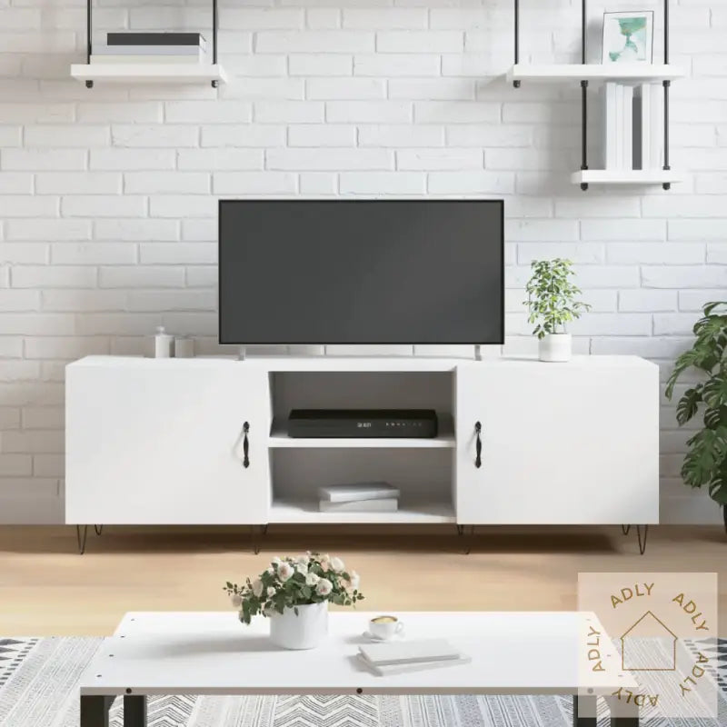 Tv-Benk Hvit 150X30X50 Cm Konstruert Tre