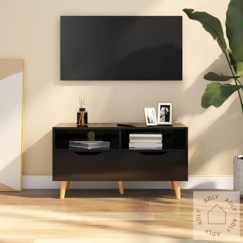 Tv-Benk Høyglans Svart 90X40X48,5 Cm Konstruert Tre