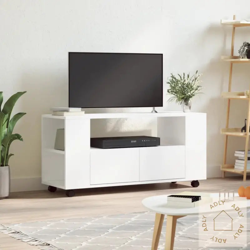 Tv-Benk Hvit 102X34,5X43 Cm Konstruert Tre