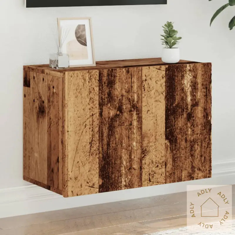 Vegghengt Tv-Benk Gammelt Tre 60X30X41 Cm