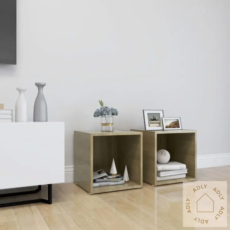 Tv-Benker 2 Stk Sonoma Eik 37X35X37 Cm Konstruert Tre