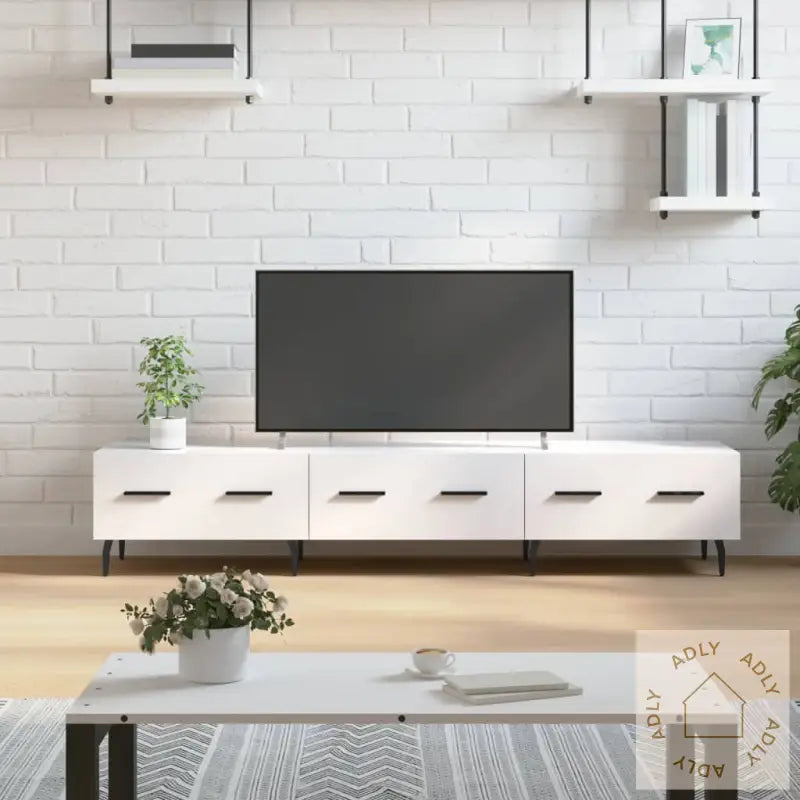 Tv-Benk Høyglans Hvit 150X36X30 Cm Konstruert Tre