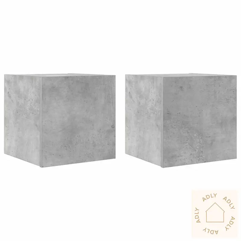Vegghengte Tv-Benker 2 Stk Betonggrå 30,5X30X30 Cm