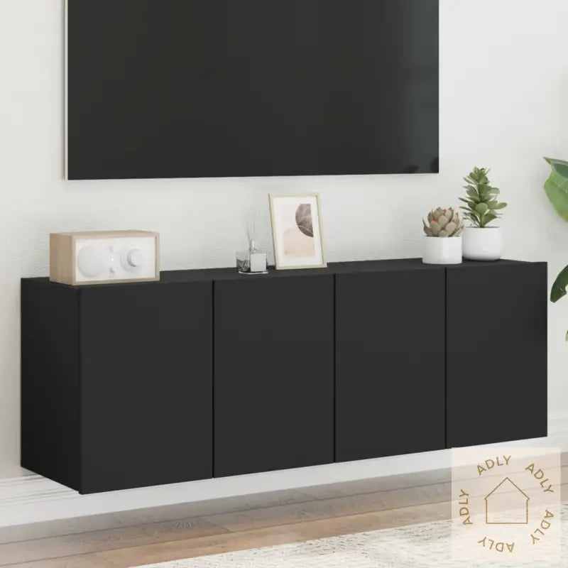 Veggmonterte Tv-Benker 2 Stk Svart 60X30X41 Cm