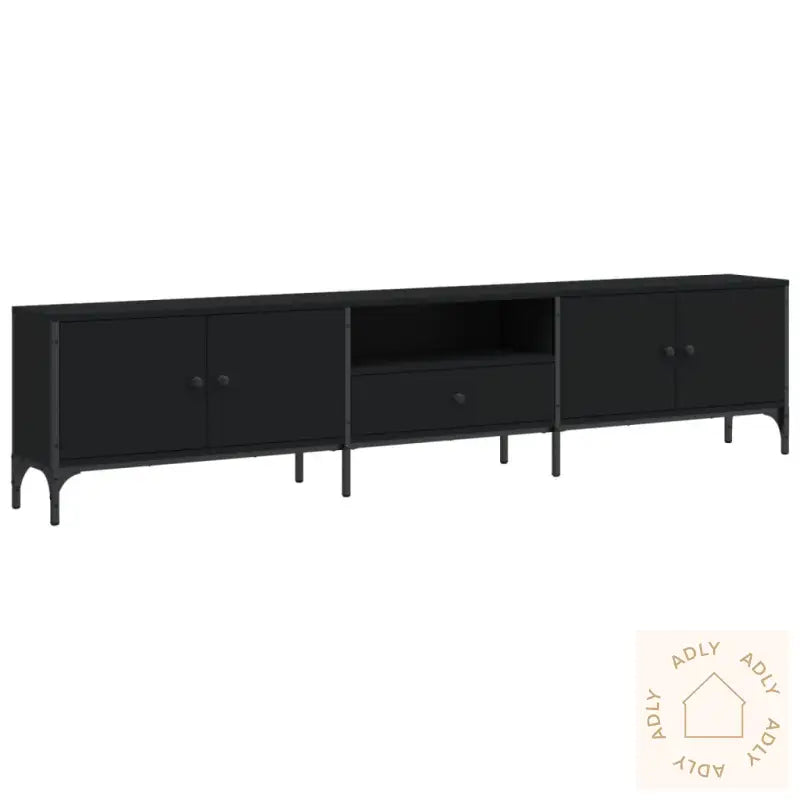 Tv-Benk Med Skuff Svart 200X25X44 Cm Konstruert Tre