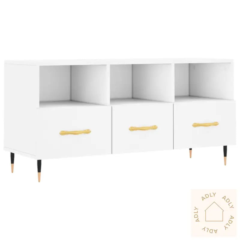 Tv-Benk Hvit 102X36X50 Cm Konstruert Tre