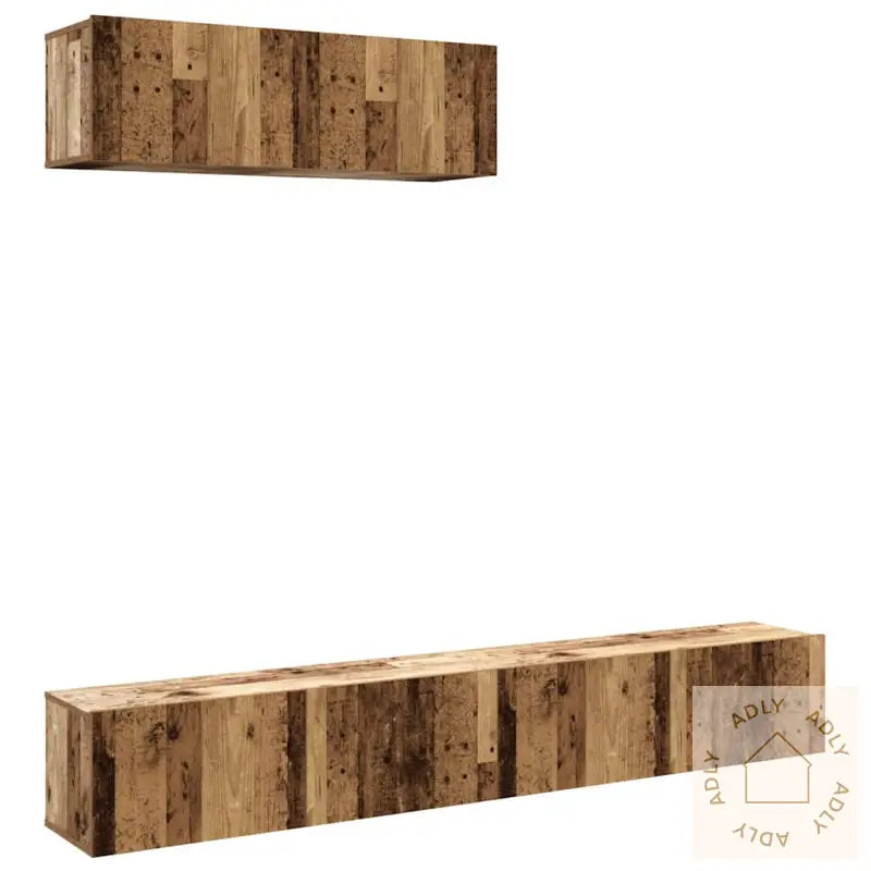 Vegghengt Tv-Benker 3Stk Gammelt Tre 100X30X30Cm Konstruert Tre