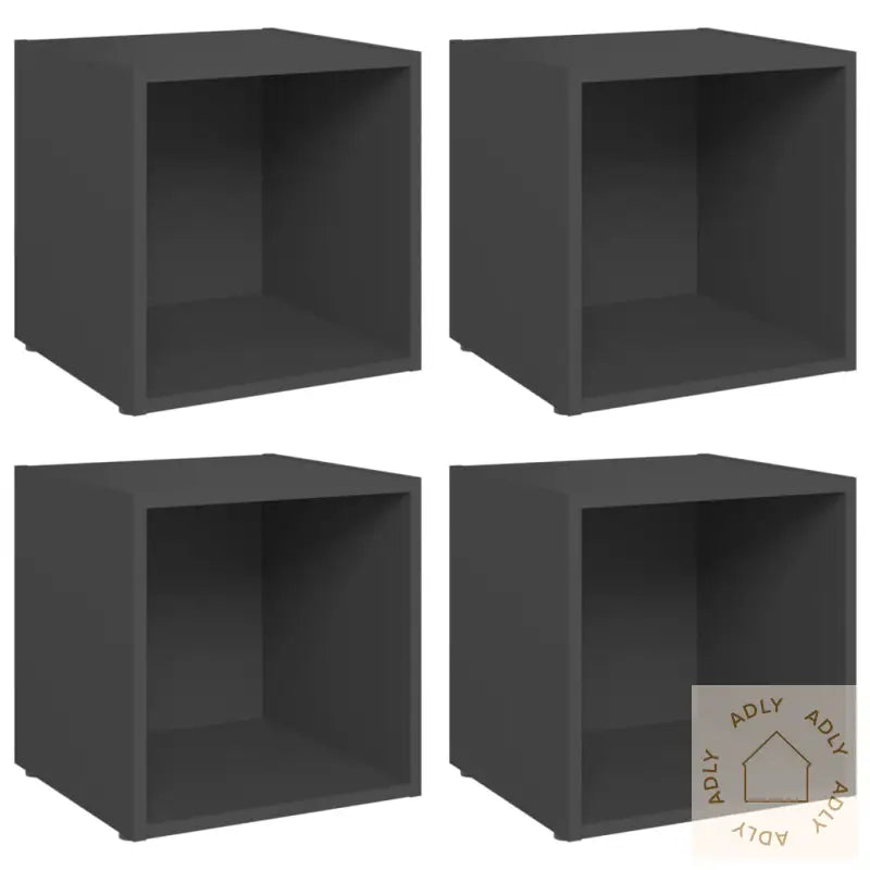 Tv-Benker 4 Stk Grå 37X35X37 Cm Konstruert Tre
